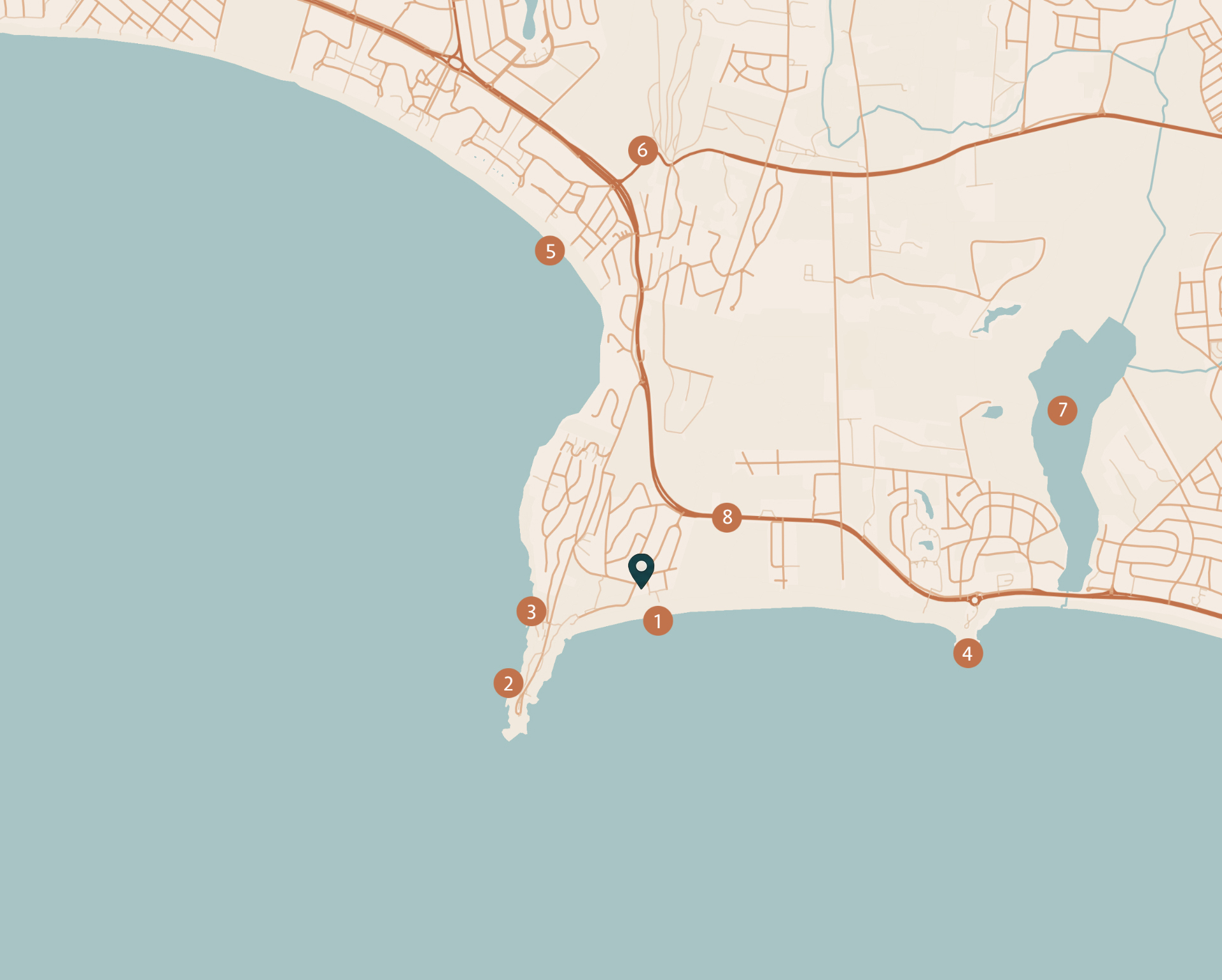Mapa de ubicación en Punta Ballena